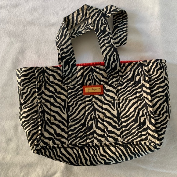 Jim Thompson Drawstring Silk Tote Zebra Print with Red Interior - Handbag Purse - Picture 2 of 8
